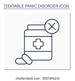 Medication withdrawal line icon. Stop chronic drug use. Drug addiction.Panic disorder concept. Isolated vector illustration. Editable stroke