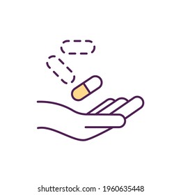 Medication-assisted treatment RGB color icon. Prescription drug abuse. Antidepressants taking. Treating serious medical condition. Curing diseases and disorders. Isolated vector illustration