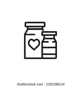 Medications line icon. Two plastic packs, pills, treatment. Pharmaceutical concept. Vector illustration can be used for topics like apothecary, pharm store, hospital