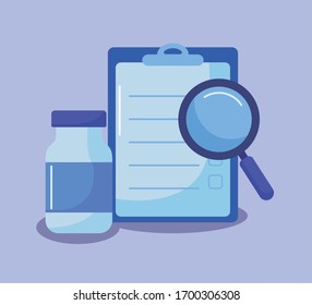 medications medical supplies, vaccination and health vector illustration design