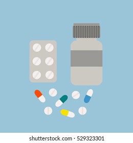medications on a blue background
