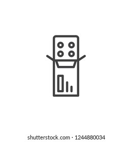 Medications pack outline icon. linear style sign for mobile concept and web design. Medical pills pack simple line vector icon. Pharmacy drugs symbol, logo illustration. Pixel perfect vector graphics