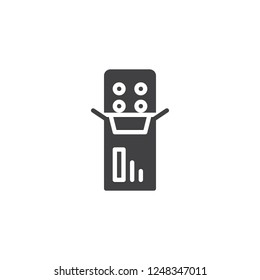 Medications pack vector icon. filled flat sign for mobile concept and web design. Medical pills pack simple solid icon. Pharmacy drugs symbol, logo illustration. Pixel perfect vector graphics