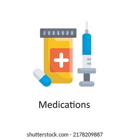 Icono plano vector de medicamentos Icono ilustración Diseño. Símbolo médico sobre archivo EPS 10 de fondo blanco