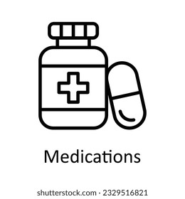Medications Vector  outline Icon Design illustration. Medical and Health Symbol on White background EPS 10 File