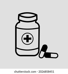 Medicial Botlle with Pills Icon 