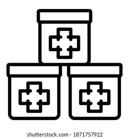 Medicinal boxes icon. Outline medicinal boxes vector icon for web design isolated on white background