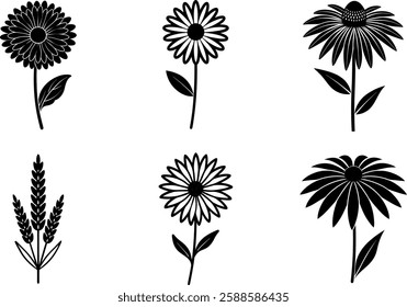 Medicinal Herb Flower Silhouette Collection