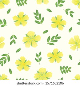Medicinal herbs collection. Vector seamless pattern with a plant Tribulus Terrestris on a white backround