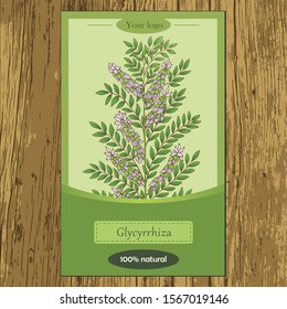 Medicinal herbs. Vector hand drawn illustration of plant glycyrrhiza. Flyer, card template