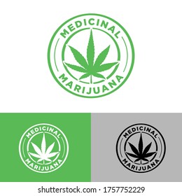medicinal marijuana logo vector green, black, white colors 