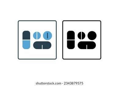 medicinal pills icon. Icon related to healthcare. solid icon style. Simple vector design editable