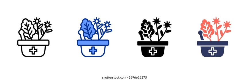 Medicinal Plants icon sheet multiple style collection