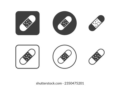 Medicinal plaster icon design 6 variations. Hospital icons set, Isolated on white background.