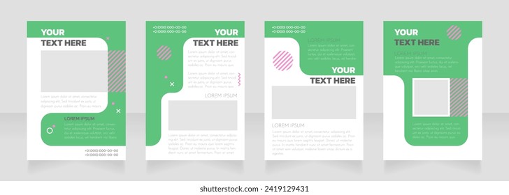 Medicinal product green and white blank brochure layout design. Vertical poster template set with empty copy space for text. Premade corporate reports collection. Editable flyer paper pages