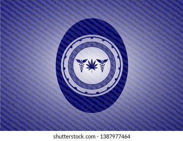 medicinal weed icon with denim texture