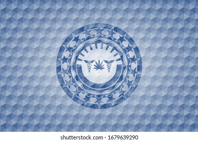 Unkrautsymbol in blauem Hexagon-Emblem.