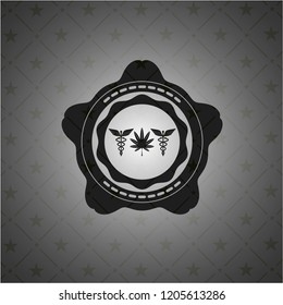 medicinal weed icon inside dark badge