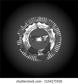 medicinal weed icon inside grey camouflage texture
