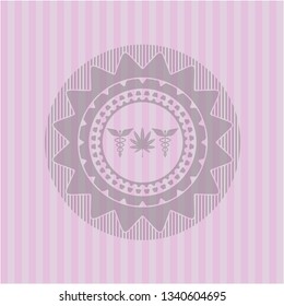 medicinal weed icon inside pink icon or emblem
