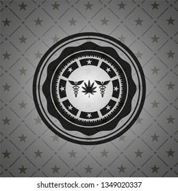 medicinal weed icon inside realistic dark emblem