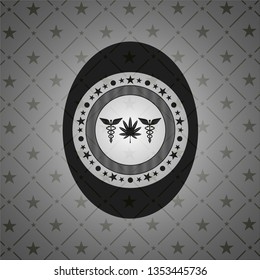 medicinal weed icon inside realistic dark emblem