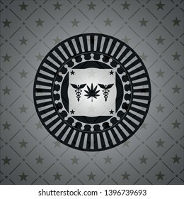medicinal weed icon inside realistic black emblem