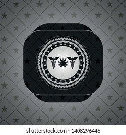 medicinal weed icon inside realistic black emblem