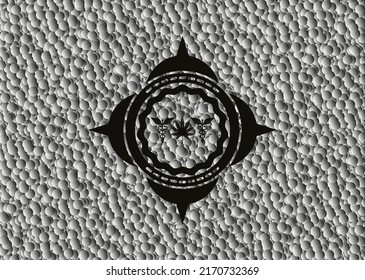 medicinal weed icon inside realistic black emblem with grey bubbles background. Vector Illustration. Detailed. 