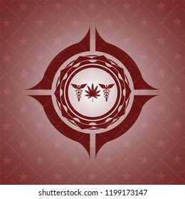 medicinal weed icon inside red icon or emblem
