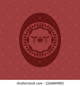 medicinal weed icon inside red emblem. Vintage.