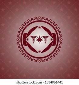 medicinal weed icon inside red emblem