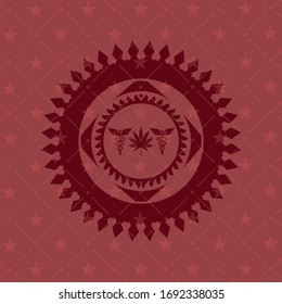 medicinal weed icon inside red emblem