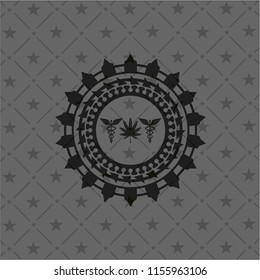 medicinal weed icon inside retro style black emblem