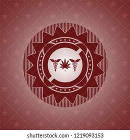medicinal weed icon inside retro style red emblem
