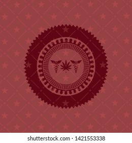 medicinal weed icon inside retro style red emblem