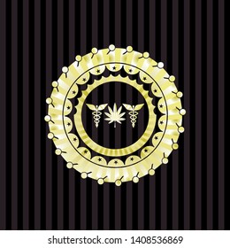 medicinal weed icon inside shiny badge