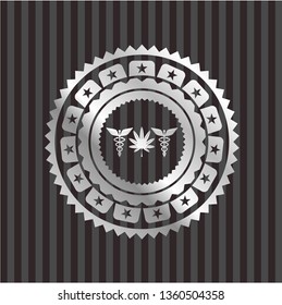 medicinal weed icon inside silver badge