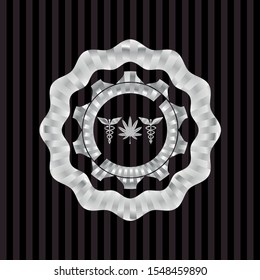 medicinal weed icon inside silver shiny emblem