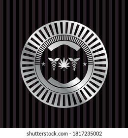 Symbol für medizinisches Unkraut im Silber-Zeichen oder Emblem. 