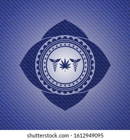 medicinal weed icon with jean texture