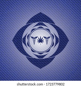 Medizinisches Unkrautsymbol mit jean Textur. 
