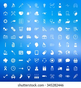 medicine 100 icons set for web flat