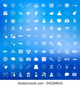 medicine 100 icons set for web flat