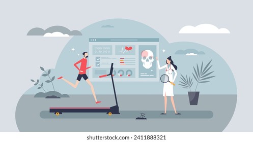 Medicine 3.0 as new generation medical diagnostics tiny person concept. Effective and modern health checkup with customized and personalized patient treatment and rehabilitation vector illustration.