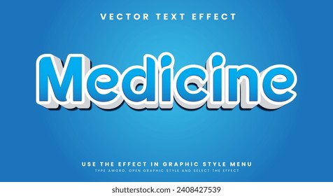 Medicina 3d efecto de texto editable vector premium