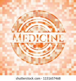 Medicine abstract orange mosaic emblem with background