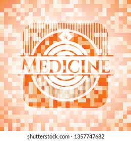 Medicine abstract orange mosaic emblem with background