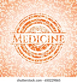 Medicine abstract orange mosaic emblem with background