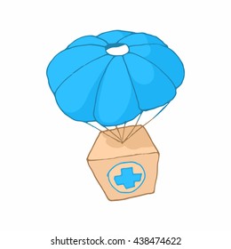 Medicine aid in a box with a parachute icon
